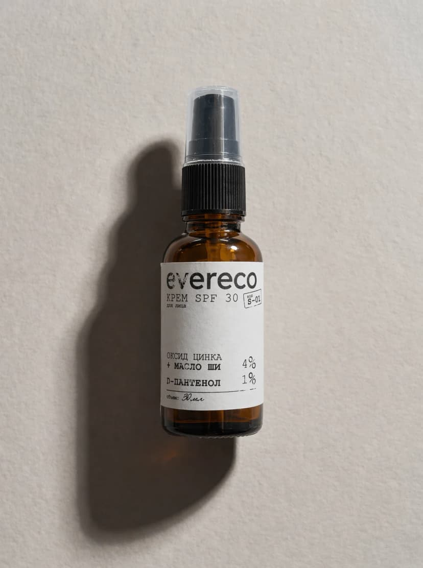Крем SPF 30 · Оксид цинка · Масло ши 4% · Д-пантенол 1%
